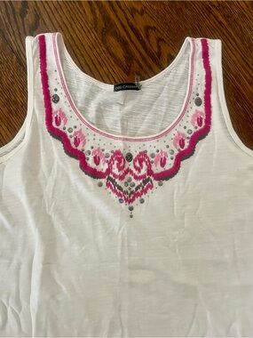 Oleg Cassini Sport 100% Cotton Embroidered Tank (S)
